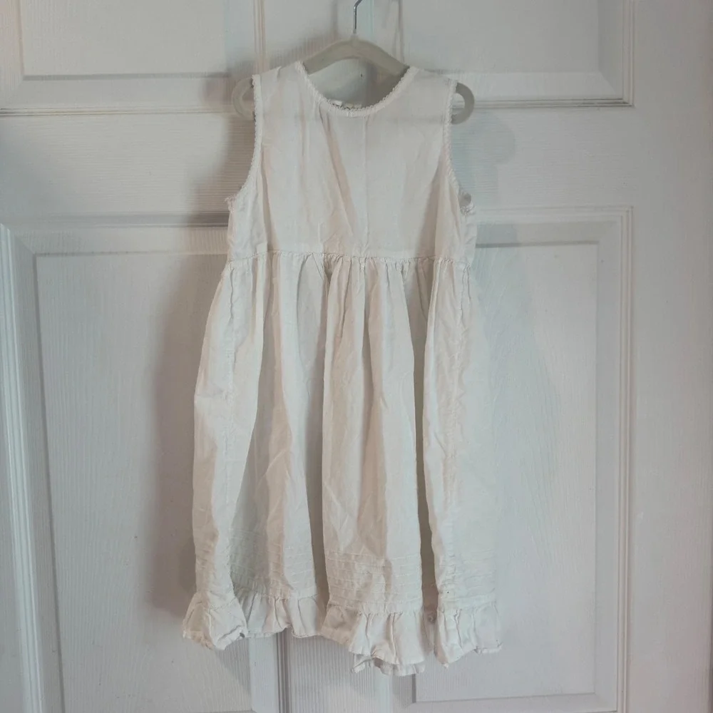 Zyno Ruffle Dress Kids 4T White Cotton Lace Embroidery Sleeveless Boho 5467